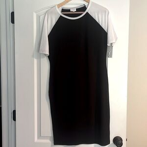 Lularoe dress Julia black with white sleeves large